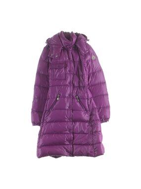 Moncler Meina Nylon Long Down Coat Purple